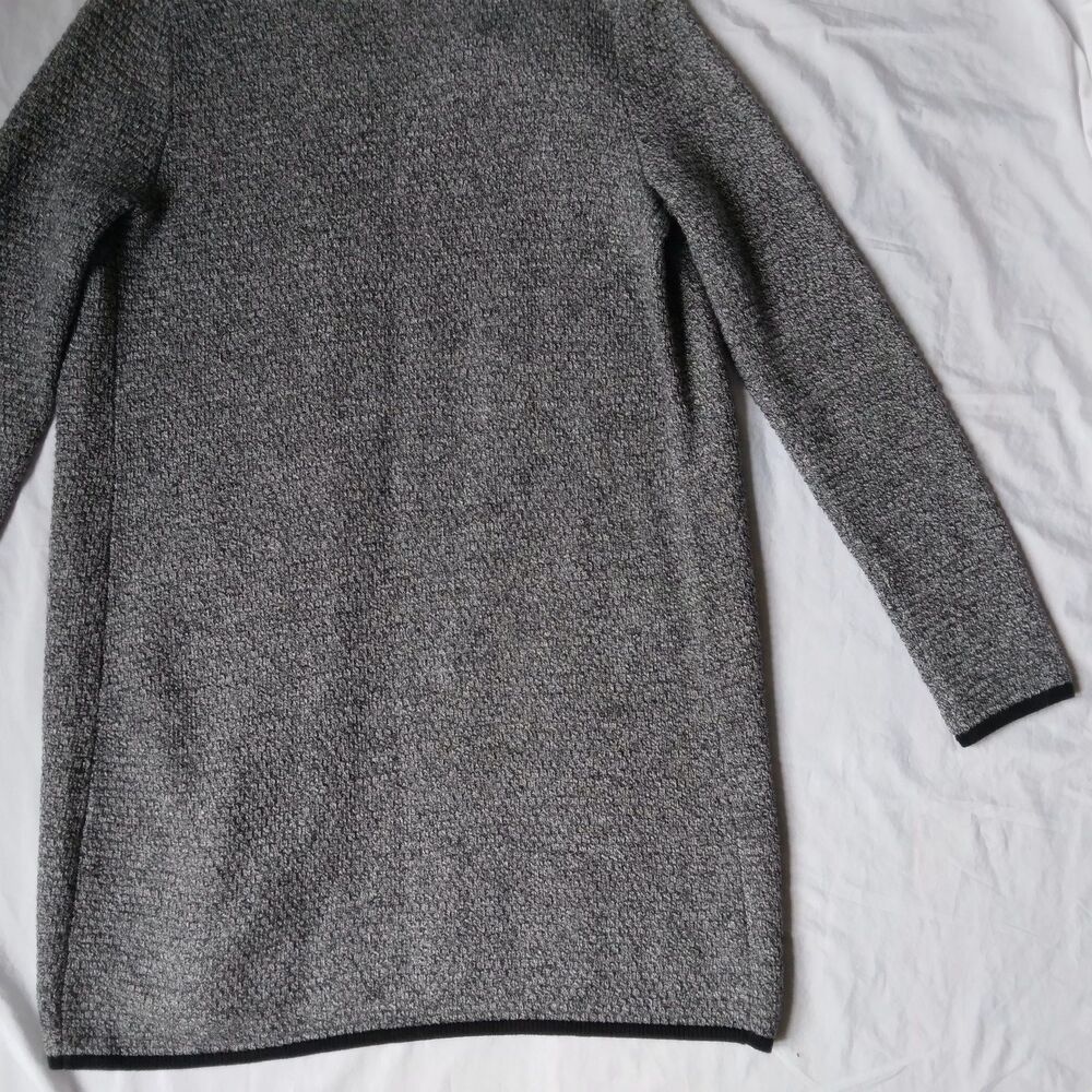 Talbots Cardigan Sweater Textured Open Front Marled Long Sleeve Black Gray XS - Picture 14 of 15
